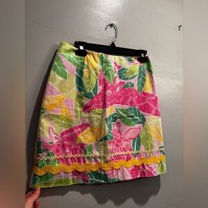 Lilly Pulitzer Pink and Green Leaf Mini Skirt bright size 4 colorful short